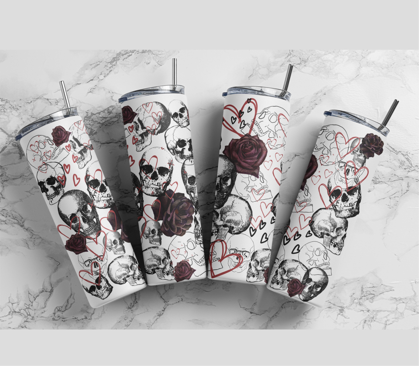 Skull Roses Tumbler: 20oz Stainless steel