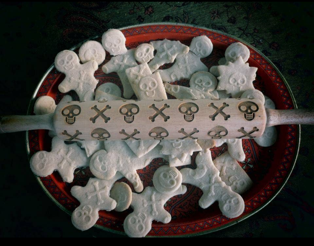 Skull and Crossbones Embossed Rolling Pin