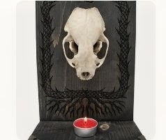 Badger Skull Alter with Serpent Engraving and Yggdrasil