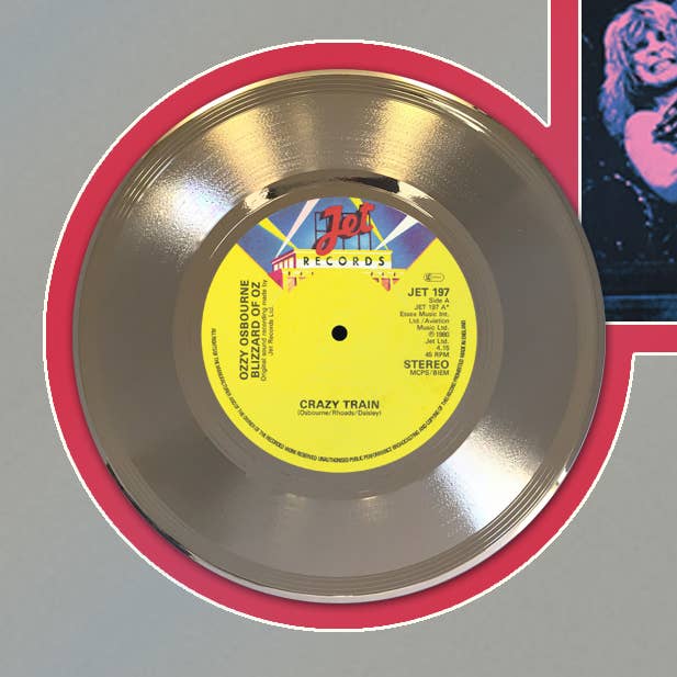 Ozzy Osbourne Crazy Train Framed Gold 45 Display