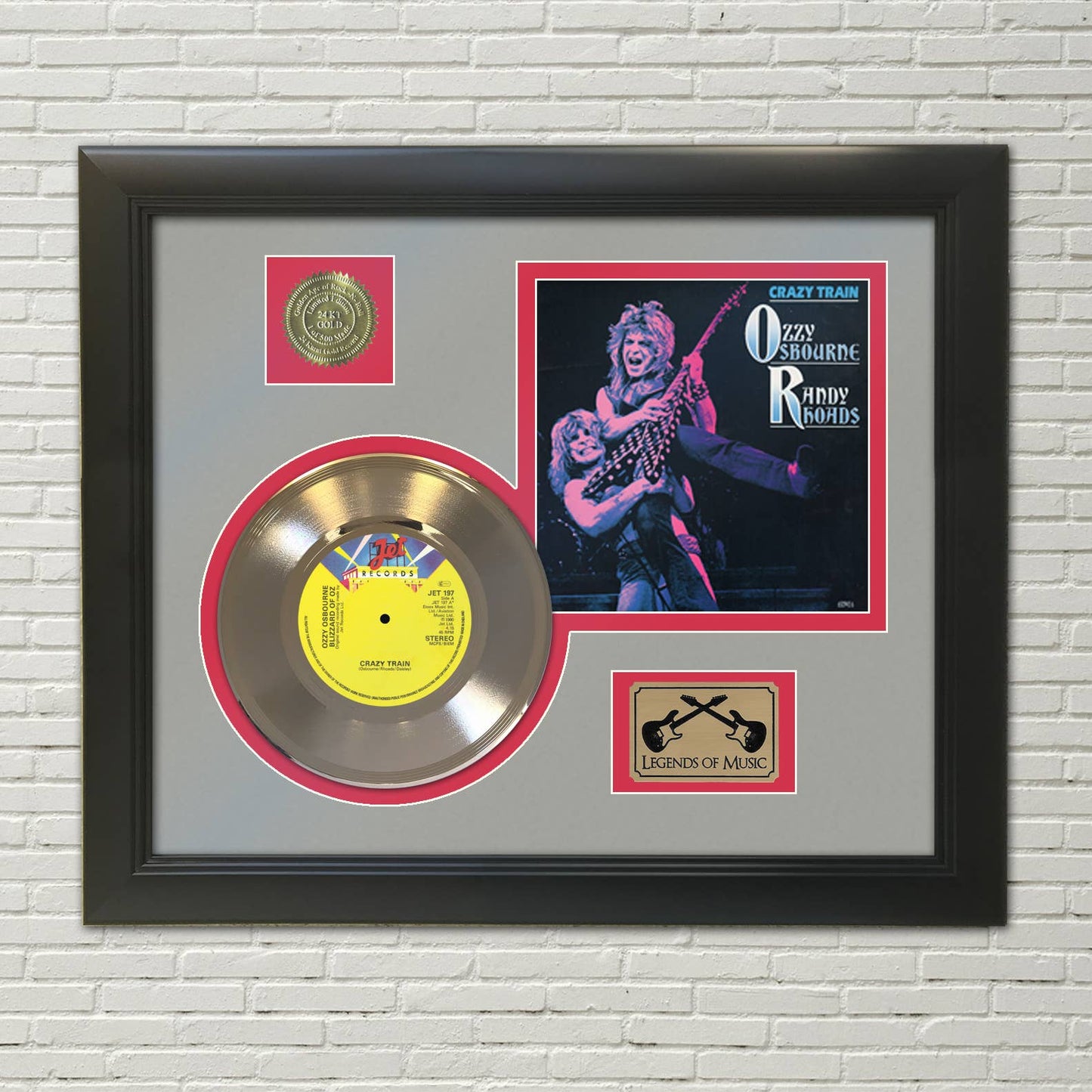 Ozzy Osbourne Crazy Train Framed Gold 45 Display