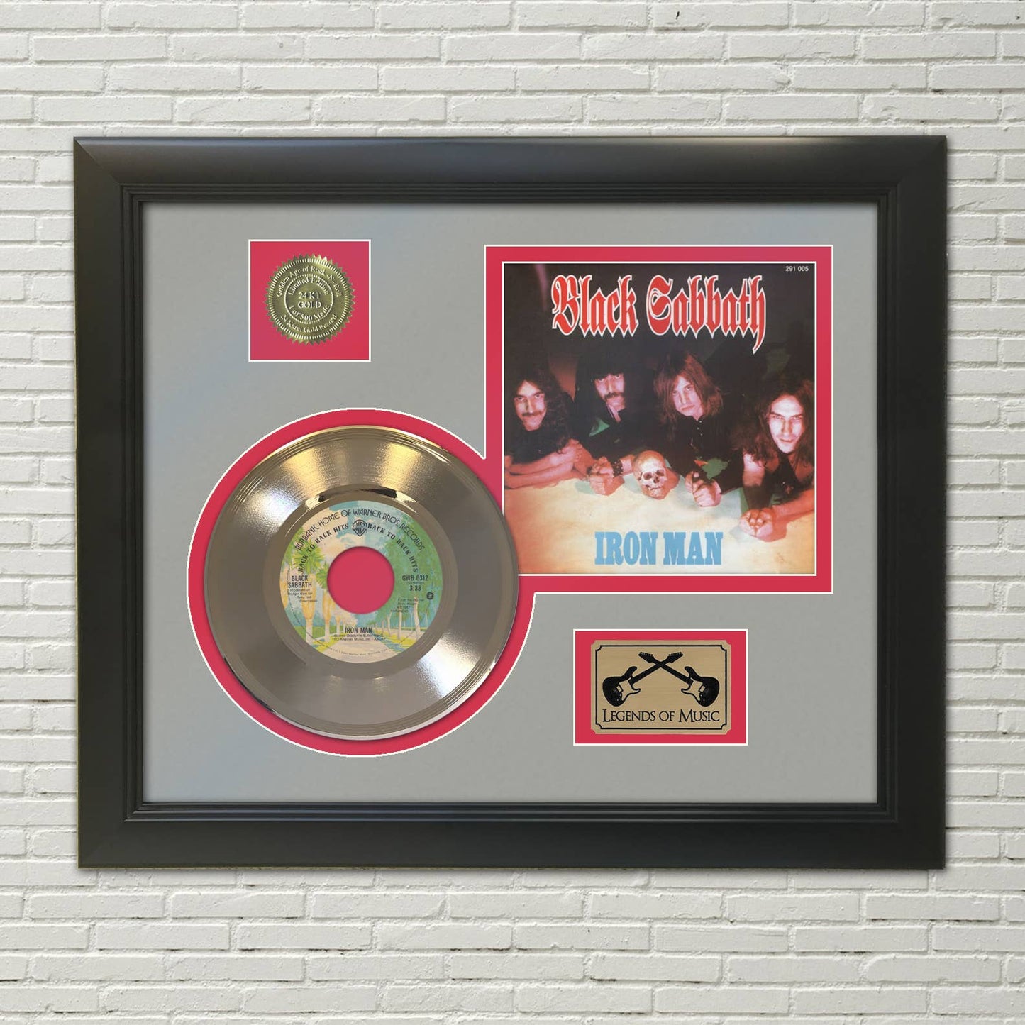 Black Sabbath Iron Man Framed Gold 45 Display