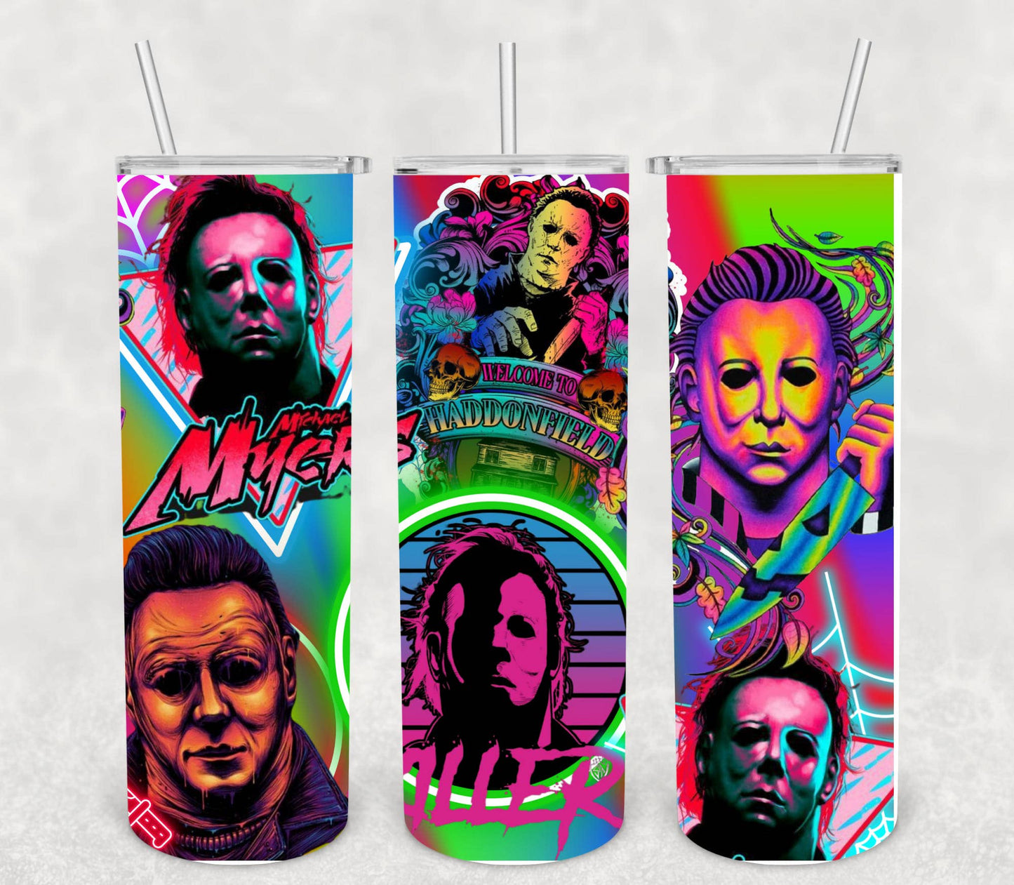 Neon Michael.Myers Tumbler: 20oz Stainless steel