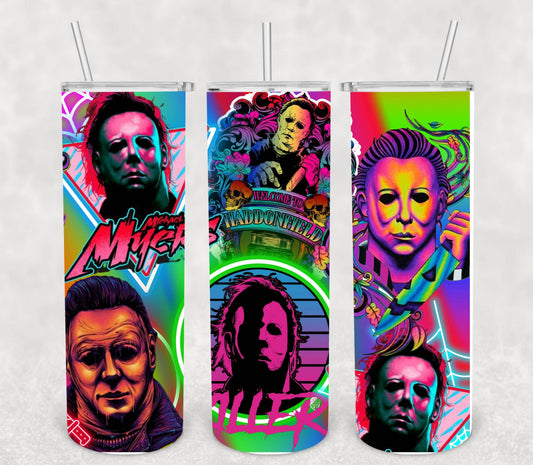 Neon Michael.Myers Tumbler: 20oz Stainless steel