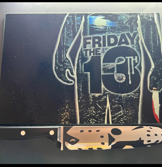 Jason Friday The 13th Sublimated Glass With Matching Knife