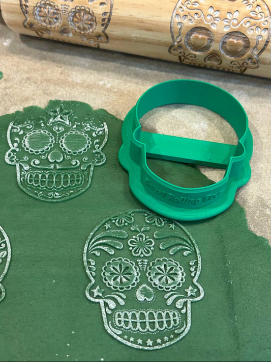 Sugar Skull Embossed Rolling Pin For Baking & Decor