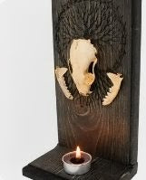 Weasel Skull w/jawbones Alter and Yggdrasil Tree of Life Engraving