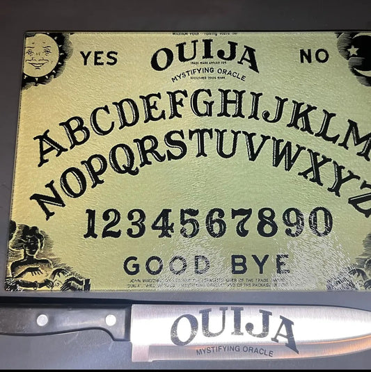Ouija Sublimated Glass Cutting Board With Knife