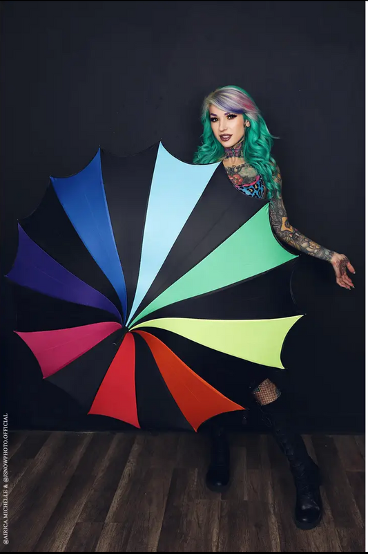 Batwing Pagoda Umbrella [BLACK/RAINBOW]