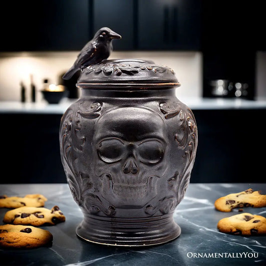 Spooky Urn 8" Cookie Jar, Ceramic Halloween Kitchen Decor